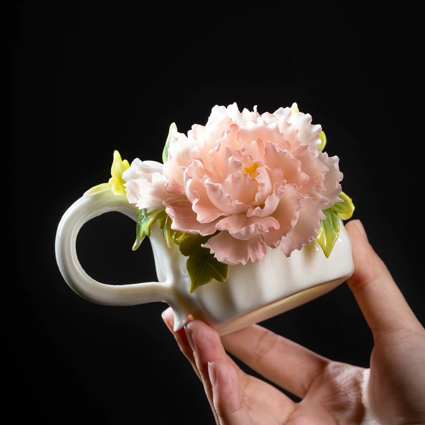 Peony flower coffee cup