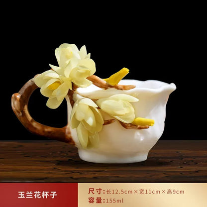 Red-hot rose in hand, holding a coffee cup