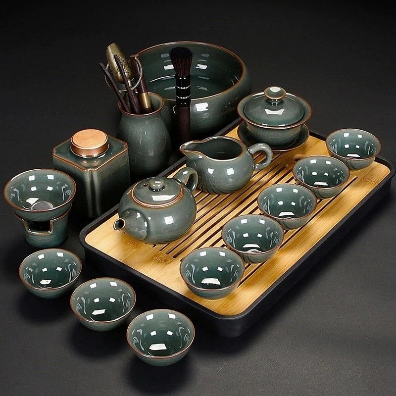 Green-glazed tea sets