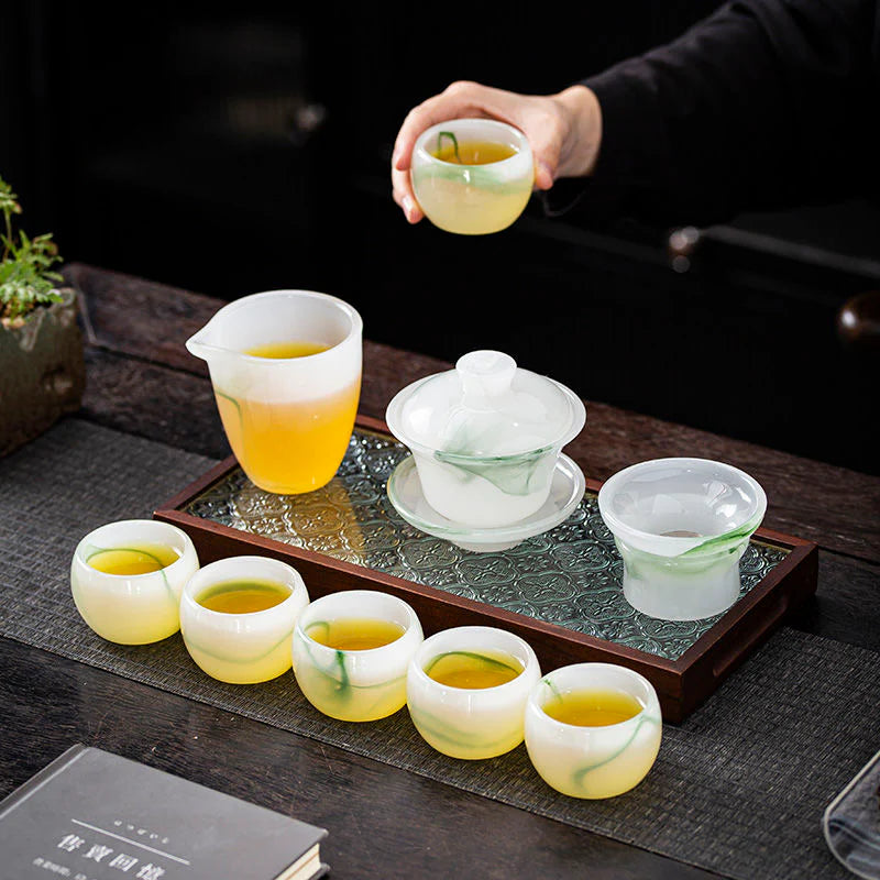 Natural white marble tea sets