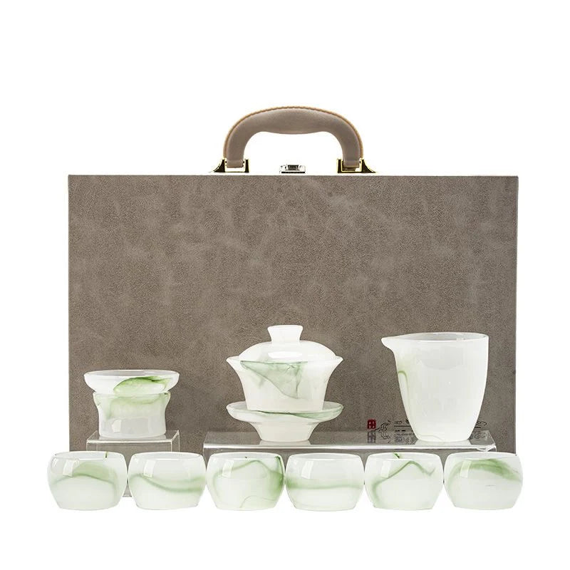 Natural white marble tea sets